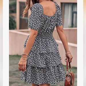 Floral Black and White Dress